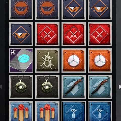 A grid of icons. Some feature imagery related to the universe's Vanguard PvE activities, some related to its Crucible PvP activities, and others... are a lot more difficult to pinpoint.
